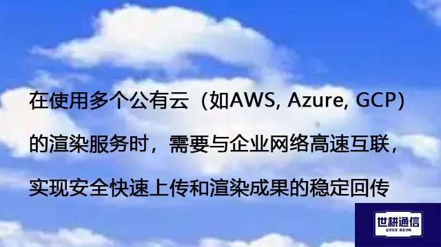 在使用多个公有云（如AWS, Azure, GCP）的渲染服务时，需要与企业网络高速互联，实现安全快速上传和渲染成果的稳定回传--解决方案//世耕通信全球办公专网专线